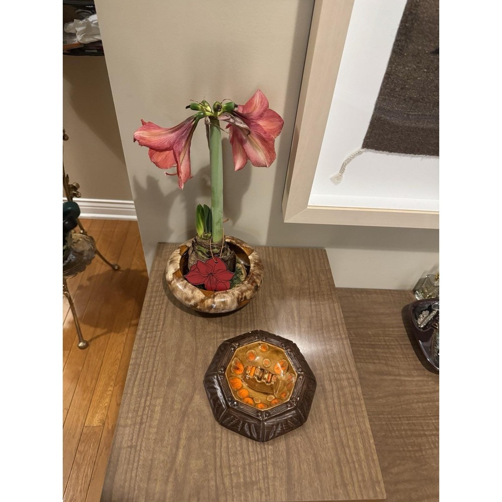 Vintage Studio Pottery Ashtray | Brown & Orange Glaze | Mid-Century Modern